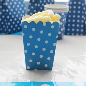 Blue Polka Dot Paper Party Tableware Plates Cups Napkins Birthday Party Decorations Disposable Tableware Set