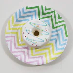 Colorful Wave Stripe Paper Plates Cups Napkins Triangle Flags Birthday Party Tableware Set Festival Celebration Decor
