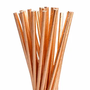 Pailles en papier or rose pour décoration de fête, mariage, anniversaire et accessoires de boissons.