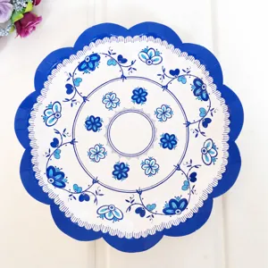 18cm Chinese stijl blauw witte porseleinen papieren borden voor retro feest wegwerp