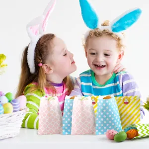 Bolsas de papel antigrasa con tema de Pascua para patatas fritas, pollo y aperitivos.