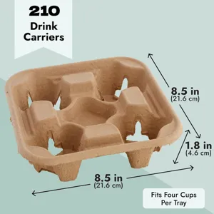 Support de gobelet jetable en pulpe pour 4 tasses, plateau porte-boissons écologique à emporter.