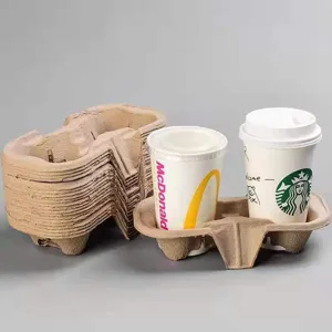 Support de tasse à café en pulpe de papier plateau de boisson à emporter 1pcs