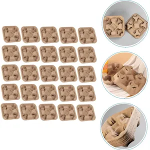Porte-gobelet jetable en pulpe pour 4 tasses, support écologique biodégradable boisson.
