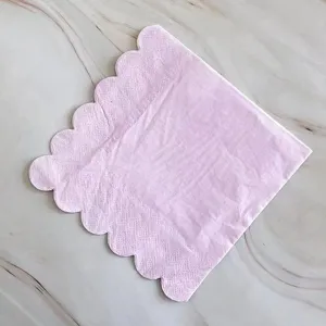 Pink scalloped paper napkins disposable party tableware dessert table decorative tissue paper