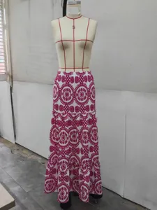 Bohemian print long skirt summer beach resort style high waist tiered maxi skirt women apparel