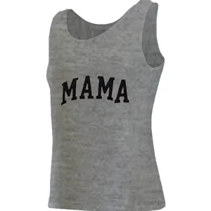 Grey summer casual women tank top with black MAMA letter print basic sleeveless shirt