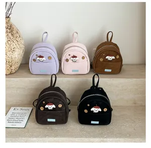 Mini sac à dos mignon avec chiot en peluche pour femmes, style coréen chic et décontracté.