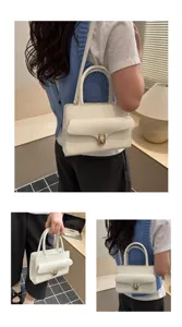 Borsa a tracolla minimalista bianca da donna, elegante borsa in pelle dettaglio quotidiano.