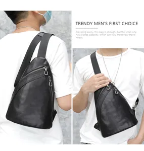 Herren Echtleder Brusttasche stilvoller Dreieck Sling Rucksack Reise Umhängetasche