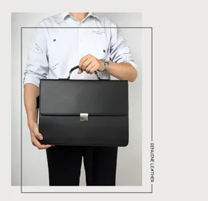 Men's leather business briefcase professional laptop handbag casual shoulder messenger bag