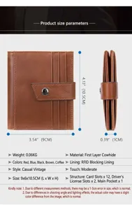 Portafoglio uomo in vera pelle RFID blocco porta carte vintage con scomparti multipli