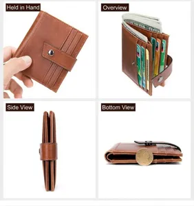 Portafoglio uomo vera pelle porta carte RFID anti-magnetico marrone affari dettaglio