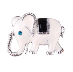 Elephant enamel rhinestone fashion brooch pin detailed view, elegant crystal animal jewelry.