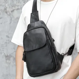 Herren Brusttasche Erste Schicht Rindsleder Umhängetasche Business Casual Multifunktional Einzelne Schultertasche Ledertasche