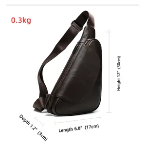 Men Genuine Leather Crossbody Bag Vintage Multi-Function Chest Bag Top Layer Cowhide Shoulder Bag Casual Messenger Bag