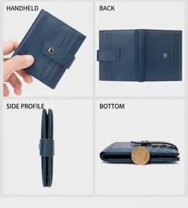 Portafoglio uomo in vera pelle porta carte aziendale sottile con scomparti multipli dettaglio