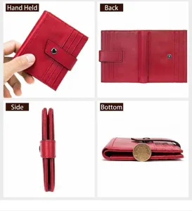 Portafoglio uomo in vera pelle porta carte slim antirifusso RFID piccolo borsellino rosso
