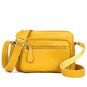 Women Genuine Leather Crossbody Bag Fashion Casual Shoulder Bag Top Layer Cowhide Commuter Messenger Bag Medium Handbag