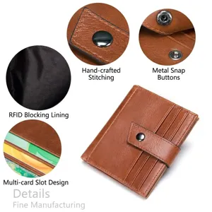Portafoglio uomo in vera pelle porta carte blocco RFID elegante marrone scuro