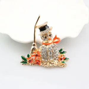 Weihnachten Schneemann Strass Brosche Emailliert Pin Mode Schmuck Geschenk Accessoire
