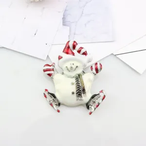 Spilla pupazzo di neve di Natale, simpatica spilla smaltata con glitter per feste