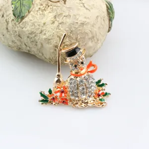 Weihnachten Schneemann Strass Brosche Emailliertes Pin Modeschmuck Geschenk für Frauen