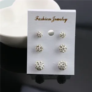 Simple Fresh Shamballa Pave Disco Ball Stud Earrings Set For Women Polymer Clay Rhinestone Ball Earrings Wedding Party Jewelry