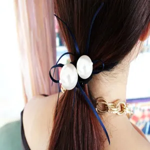 Style coréen perle ruban attache cheveux élégant noeud accessoire de cheveux quotidien