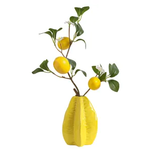 Nordic ceramic starfruit vase with artificial lemon branches for home decor main product display