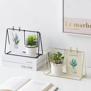 Cornice Portafoto Creativa Nordica Pianta Grassa Artificiale In Vaso Metallo Ceramica Ornamenti Da Scrivania Home Decor