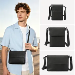 Men's Genuine Leather Crossbody Bag Vintage Top Layer Cowhide Shoulder Messenger Bag Business Casual Small Square Bag