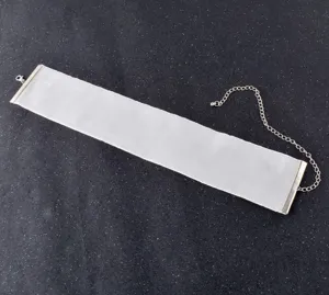 White Velvet Wide Choker Necklace Short Collar Fashion Jewelry Accessory Detail View