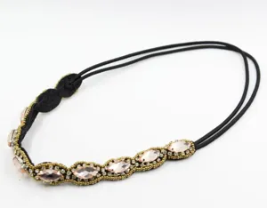 Handgemaakte Kralen Strass Marquise Kristal Bruids Hoofdband Roze Edelsteen Bruiloft Haarband Accessoires Voor Bruid Vrouwen Sieraden