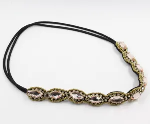 Handgemaakte kristal marquise strass haarband bruids haaraccessoire elegante zwarte elastiek