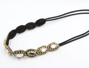 Handgemaakte elastische haarband met kristallen strass, vintage bruid haaraccessoire.