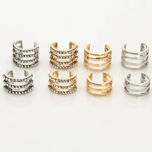 Nieuwe Mode Meerlaagse Strass Knokkel Ringen Voor Vrouwen Legering Goud Zilver Verguld Geometrische Open Gewricht Ring Sieraden Cadeau