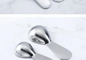 Stainless steel coffee measuring spoon set, polished finish, practical kitchen tool.