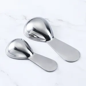 Stainless steel coffee measuring spoon set, durable milk powder scoop and seasoning tool.