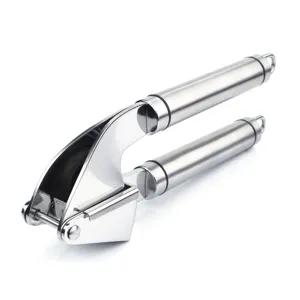 Stainless steel garlic press kitchen tool ergonomic handle manual garlic mincer for cooking