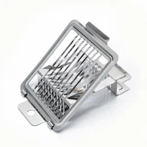Stainless steel egg slicer kitchen gadget durable multi-wire cutter for fruits and boiled eggs.