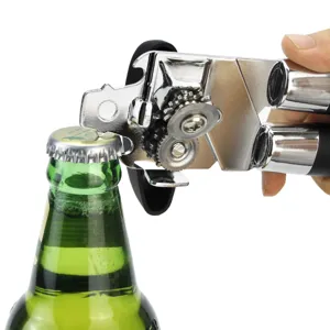 Ergonomischer edelstahl multifunktionaler manueller dosenöffner flaschenöffner werkzeug