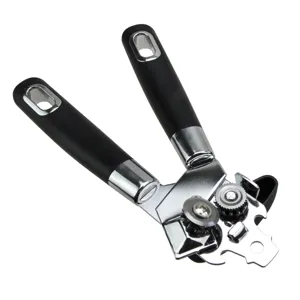 Rostfreier Edelstahl Dosenöffner multifunktional manuell mit ergonomischem schwarzem Griff