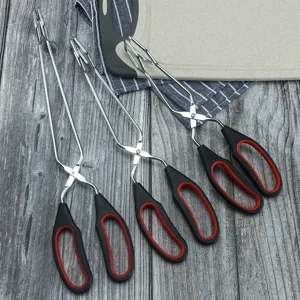 Stainless Steel Food Tongs Kitchen Cooking BBQ Tongs Non-Slip Ergonomic Handle Bread Steak Food Clip Kitchen Utensil