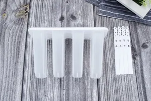 4-Cavity Ice Pop Mold Plastic DIY Popsicle Maker with Lid and Sticks for Homemade Summer