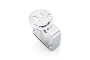 Morsetto per tovaglia in acciaio inossidabile con design sorridente, supporto per copertura.