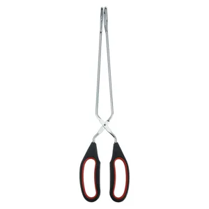 Stainless steel scissor style food tong kitchen barbecue cooking tool with comfortable handle