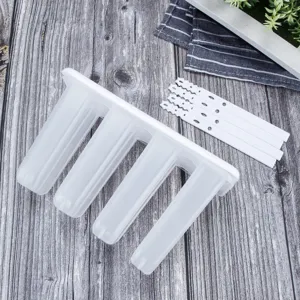 4-cavity plastic popsicle mold and sticks for DIY homemade summer ice cream making.