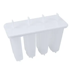 4-grid white plastic popsicle mold with lid for homemade DIY ice cream and summer frozen treats.