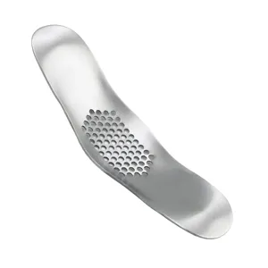 Stainless steel curved garlic press manual kitchen garlic mincer crusher handy tool